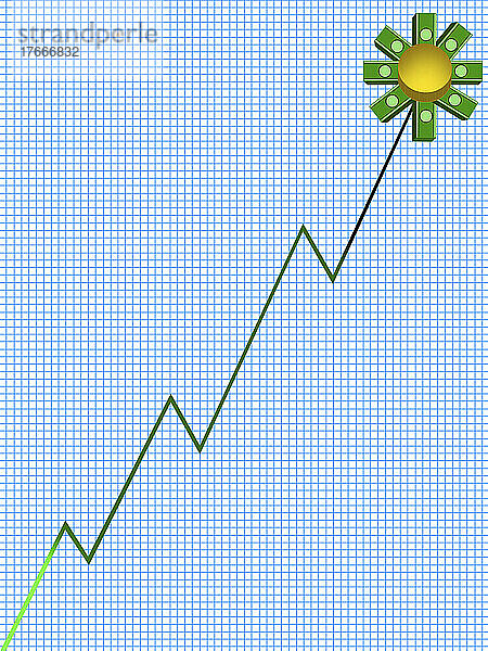 Diagramm des erfolgreichen Wachstums einer Geldpflanze