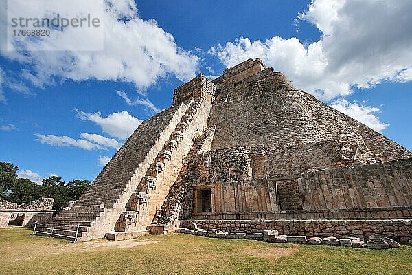 Anicent mayan pyramid in Uxmal  Mexico