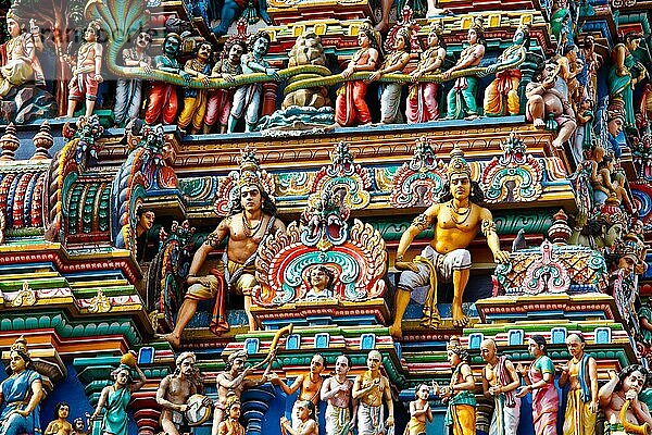 Gopuram (tower) of Hindu temple Kapaleeshwarar. Chennai  Tamil Nadu  India