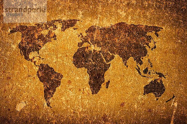 Old grunge world map on canvas