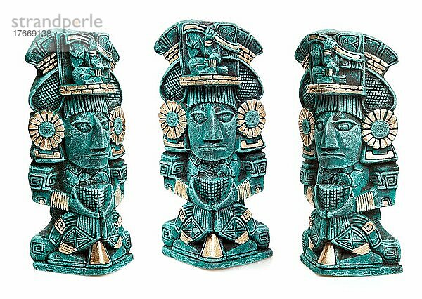 Mayan god statue from Mexico before white background