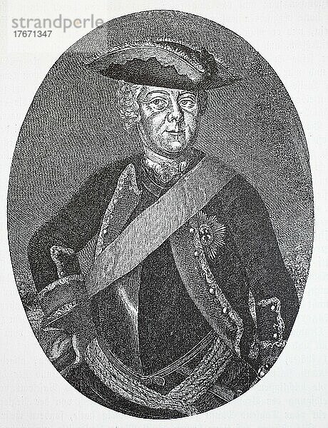 Hans Karl von Winterfeldt  4. April 1707  8. September 1757  Erbherr mehrerer Besitzungen  war ein preußischer Generalleutnant und enger Freund Friedrichs des Großen  Historisch  digitale Reproduktion einer Originalvorlage aus dem 19. Jahrhundert