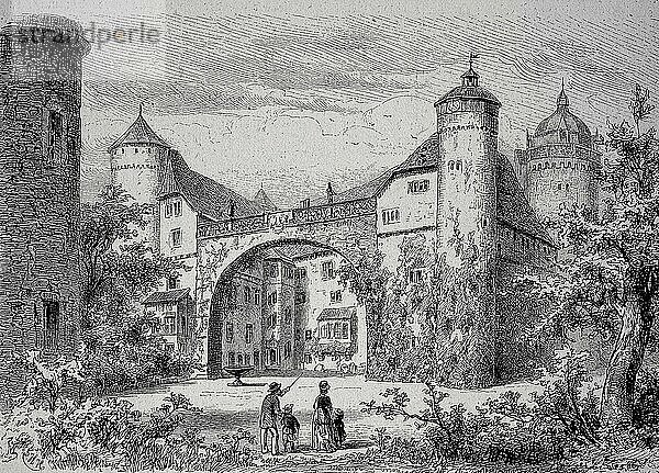 Schloss Fürstenau im Odenwald  Hessen  Deutschland  Historisch  digitale Reproduktion einer Originalvorlage aus dem 19. Jahrhundert  Europa