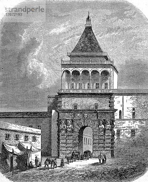 Porta Nuova in Palermo im Jahre 1880  Sizilien  Italien  Historisch  digital restaurierte Reproduktion einer Originalvorlage aus dem 19. Jahrhundert  Europa