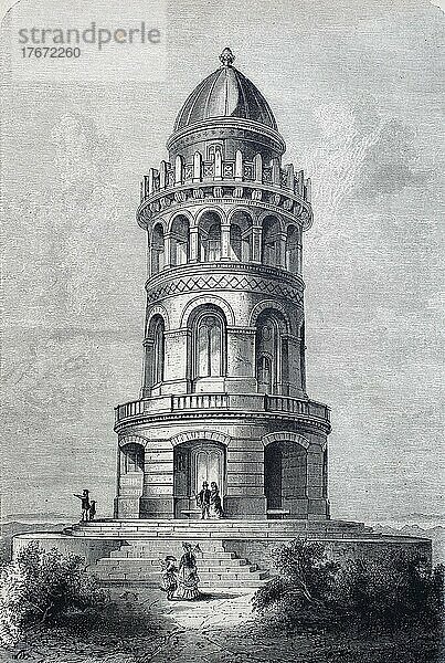 Ernst-Moritz-Arndt-Turm auf dem Rugard auf der Insel Rügen  Deutschland  Historisch  digital restaurierte Reproduktion einer Originalvorlage aus dem 19. Jahrhundert  Europa