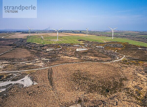 Windpark auf den Feldern von Cornwall  Cornwall  England  Großbritannien  Europa