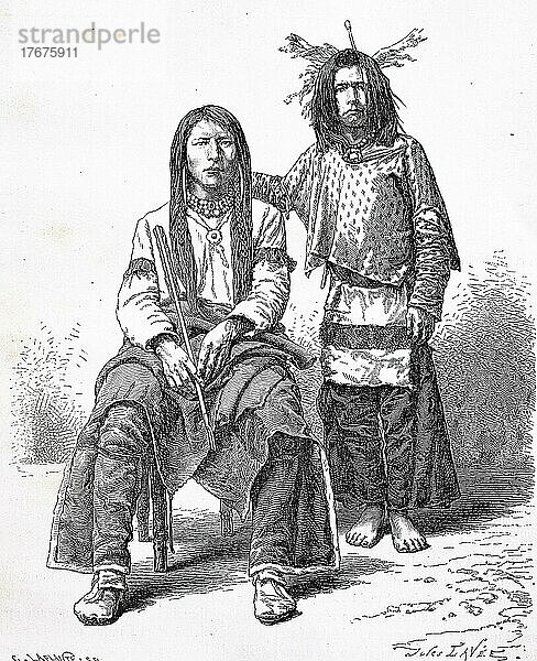 Leute des Indianerstammes von Yutes im Jahre 1880  Nevada  USA  Historisch  digital restaurierte Reproduktion einer Vorlage aus dem 19. Jahrhundert  genaues Datum unbekannt  Nordamerika