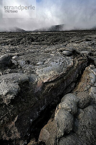 Versteinerte Lava  Vulkanstein in bizarren Formen  Lavafeld  Vulkanausbruch  aktiver Tafelvulkan Fagradalsfjall  Krýsuvík-Vulkansystem  Reykjanes Halbinsel  Island  Europa