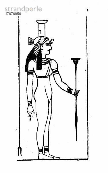 Nephthys  auch Neb-hut oder Nebet-hut  ist eine Geburts- und Totengöttin in der ägyptischen Mythologie  Historisch  digital restaurierte Reproduktion einer Vorlage aus dem 19. Jahrhundert  genaues Datum unbekannt