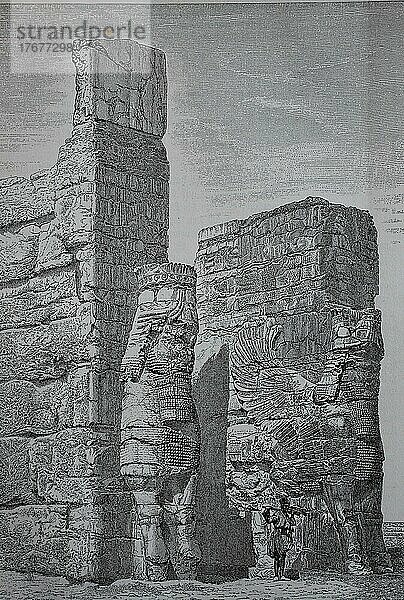 Die Torhalle des Xerxes in Persepolis  Persien  Iran  Historisch  digital restaurierte Reproduktion einer Vorlage aus dem 19. Jahrhundert  genaues Datum unbekannt