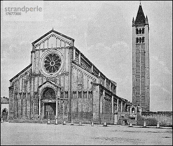 Kirche und Benediktinerkloster San Beno in Verona  Italien  Foto von 1880  Historisch  digital restaurierte Reproduktion von einer Vorlage aus dem 19. Jahrhundert  genaues Datum unbekannt  Europa