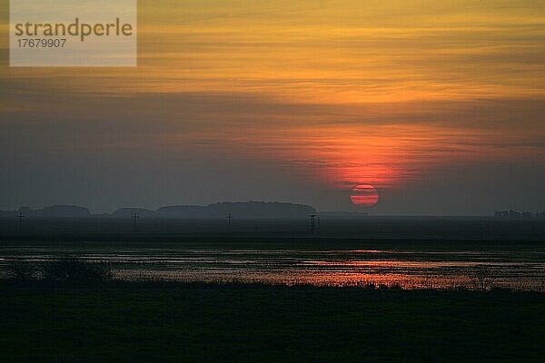 Sonnenuntergang über der Lagoa dos Patos  bei São José do Norte  Rio Grande do Sul  Brasilien  Südamerika