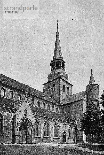 Die Michaeliskirche in Hildesheim  Deutschland  Foto von 1880  digital restaurierte Reproduktion einer Vorlage aus dem 19. Jahrhundert  genaues Datum unbekannt  Europa