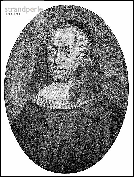 Philipp Jacob Spener  13. Januar 1635  5. Februar 1705  war ein deutscher lutherischer Theologe und einer der bekanntesten Vertreter des Pietismus  digital restaurierte Reproduktion einer Originalvorlage aus dem 19. Jahrhundert  genaues Originaldatum nicht bekannt
