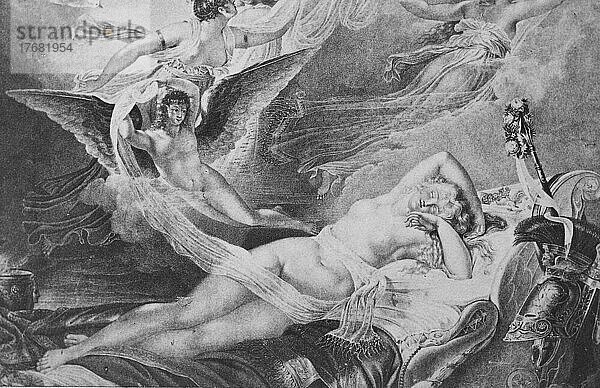Schlafende Venus  römische Göttin der Liebe  des erotischen Verlangens und der Schönheit  Historisch  digital restaurierte Reproduktion einer Vorlage aus dem 19. Jahrhundert  Originaldatum unbekannt