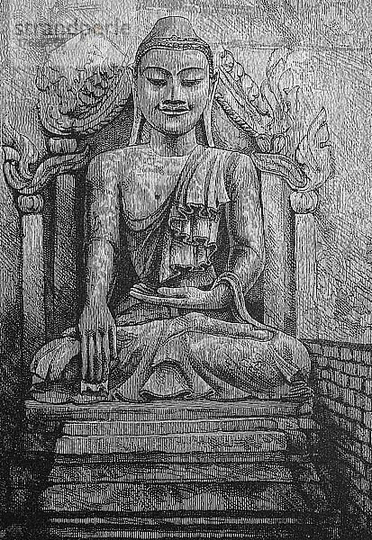 Kolossalbild des Buddha  Thailand  ca 1500  digital restaurierte Reproduktion einer Vorlage aus dem 19. Jahrhundert  Originaldatum nicht bekannt  Asien