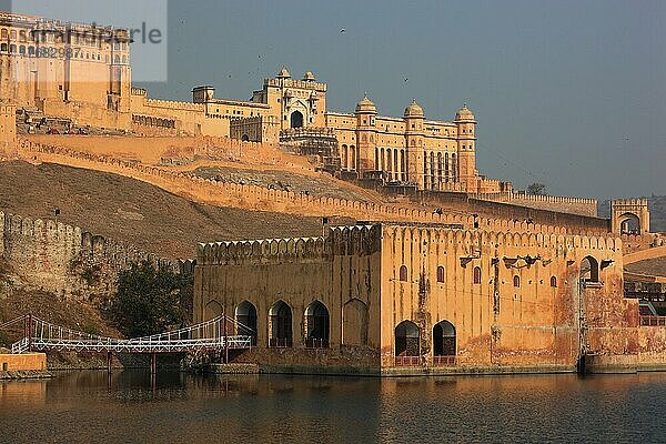 Fort Amber nahe Jaipur  Teil der Burgmauer  Rajasthan  Nordindien  Indien  Asien