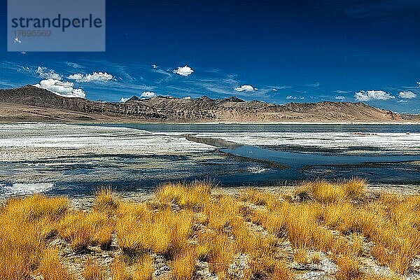 Tso Kar  schwankender Salzsee im Himalaya. Rapshu  Ladakh  Jammu und Kaschmir  Indien  Asien