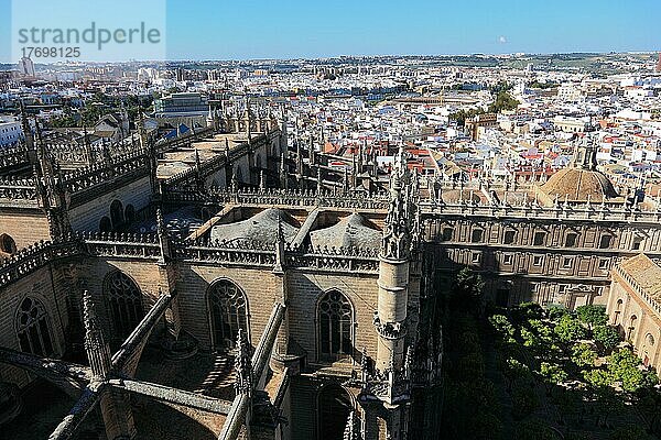 Altstadt von Sevilla  Blick vom Turm der Kathedrale auf die Stadt  Andalusien  Spanien  Europa
