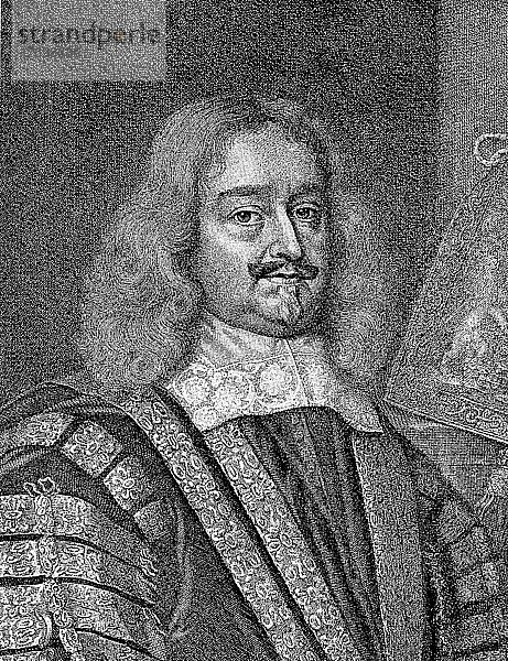 Edward Hyde  1. Earl of Clarendon  18. Februar 1609  9. Dezember 1674  war ein englischer Staatsmann und Historiker  digital restaurierte Reproduktion einer Originalvorlage aus dem 19. Jahrhundert  genaues Originaldatum nicht bekannt