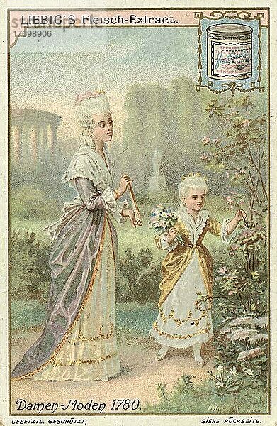 Serie Mode  Damenmode um 1780  vornehme Leute aus Deutschland  digital restaurierte Reproduktion eines Sammelbildes von ca 1900
