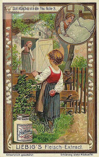 Serie Das Märchen von Frau Holle 3  digital restaurierte Reproduktion eines Sammelbildes von ca 1900