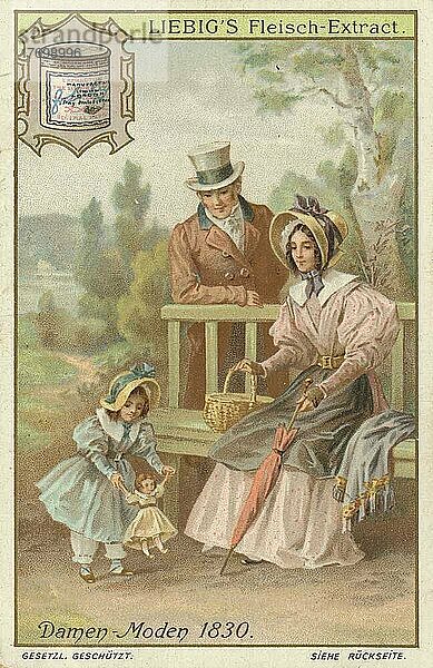 Serie Mode  Damenmode um 1830  vornehme Leute aus Deutschland  digital restaurierte Reproduktion eines Sammelbildes von ca 1900