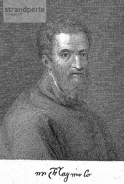 Michelangelo di Lodovico Buonarroti Simoni  6. März 1475  18. Februar 1564  am besten einfach als Michelangelo bekannt  war ein in der Republik Florenz geborener italienischer Bildhauer  Maler  Architekt und Dichter der Hochrenaissance  Historisch  digital restaurierte Reproduktion einer Vorlage aus dem 19. Jahrhundert