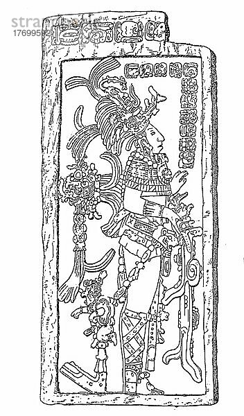 Tlaloc  Nuhualpilli  in der Nahuatl-Sprache der Azteken und Totonaken der Name einer der ältesten und wichtigsten Gottheiten des präkolumbischen Mesoamerika  Historisch  digital restaurierte Reproduktion aus dem 19. Jahrhundert  genaues Datum unbekannt