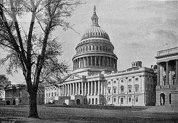 Das Kapitol zu Washington nach einer Fotografie aus dem Jahre 1880  USA  Historisch  digital restaurierte Reproduktion einer Vorlage aus dem 19. Jahrhundert  Nordamerika