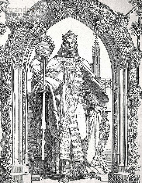 Ludwig IV. genannt der Bayer  aus dem Hause Wittelsbach  war ab 1314 König der Römer  ab 1327 König von Italien und ab 1328 Kaiser des Heiligen Römischen Reiches  Historisch  digital restaurierte Reproduktion einer Vorlage aus dem 19. Jahrhundert