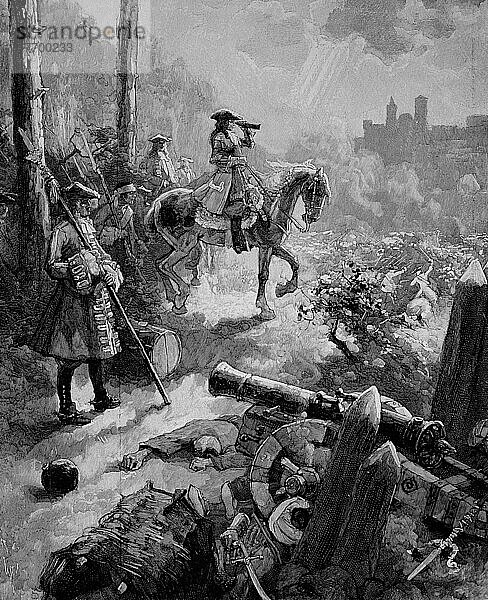 Die Belagerung von Belgrad im Jahr 1717 fand während des österreichisch-venezianisch-osmanischen Krieges 1714-1718 statt  hier Prinz Eugen von Savoyen  Prinz Eugen von Savoyen  18. Oktober 1663  21. April 1736  Historisch  digital restaurierte Reproduktion einer Vorlage aus dem 19. Jahrhundert