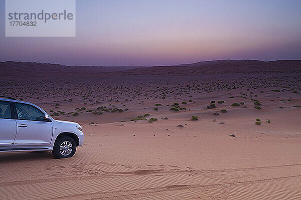 Allradfahrzeug in der Wüste; Liwa Oase  Abu Dhabi  Vereinigte Arabische Emirate