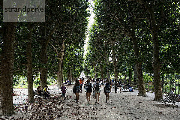 Spaziergänger im botanischen Garten des Jardin des Plantes; Paris  Frankreich