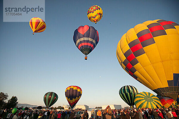 Viele Heißluftballons heben bei der Prosser Balloon Rally ab; Prosser  Washington