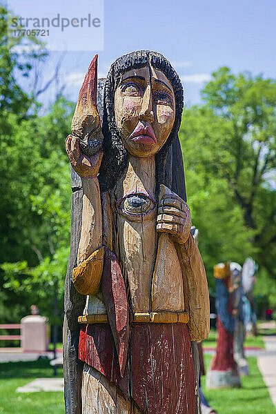 Skulptur eines hölzernen Engels in Santa Fe  New Mexico; Santa Fe  New Mexico  Vereinigte Staaten von Amerika