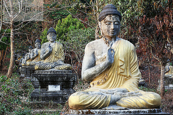 Buddhistische Statuen auf dem Berg Zwegabin  in der Nähe von Hpa An; Staat Kayin (Karen)  Myanmar