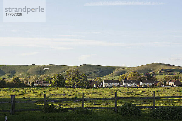 Die Alton Barnes White Horse Kreidefigur vom Kennet And Avon Canal; Wiltshire  England