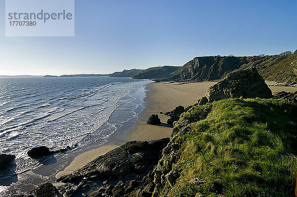 Küstenlinie bei Saundersfoot  Dyfed  Wales Uk