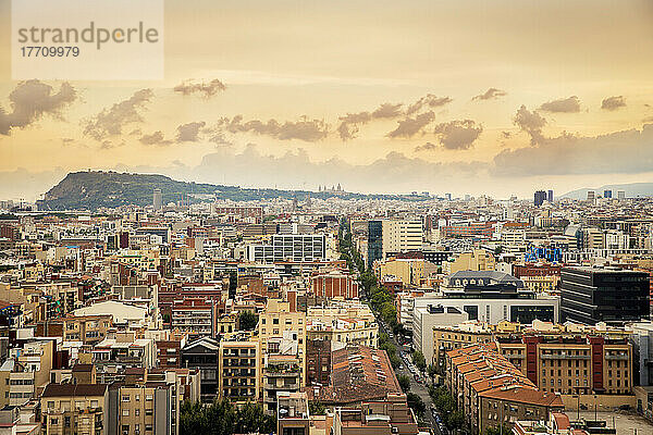Ansicht von Barcelona bei Sonnenaufgang; Barcelona  Katalonien  Spanien