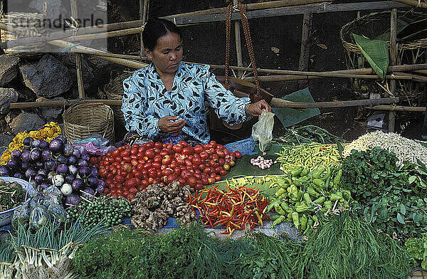 Gemüsemarkt  Luang Phrabang/Prabang Markt  Laos.