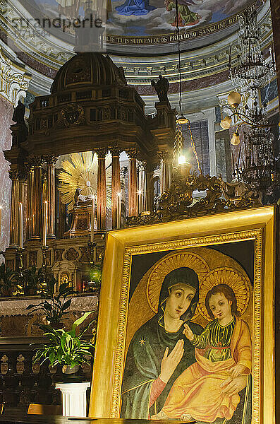 Madonna und Kind Gemälde in der Kirche St. Maria Della Scala  Trastevere Bezirk; Rom  Italien