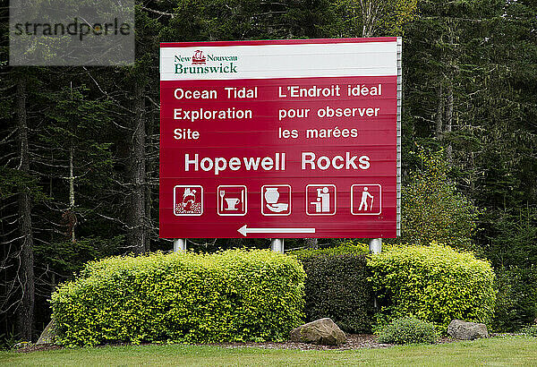 Hopewell Rocks Park Schild; New Brunswick  Kanada