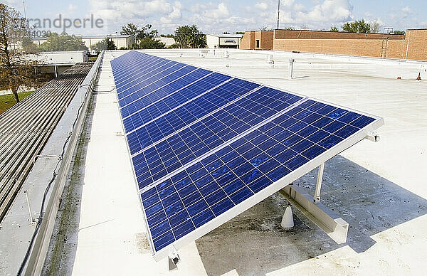 Solarmodule auf dem Dach einer Schule  Florida