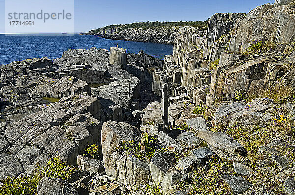 Jurassic Basalt Lava Cliffs Which Form A Rugged South Shore On Brier Island  Bay Of Fundy  Atlantic Ocean  Nova Scotia