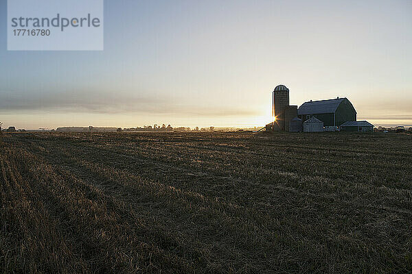 Landwirtschaftliches Feld in der Morgendämmerung; Caledon  Ontario  Kanada