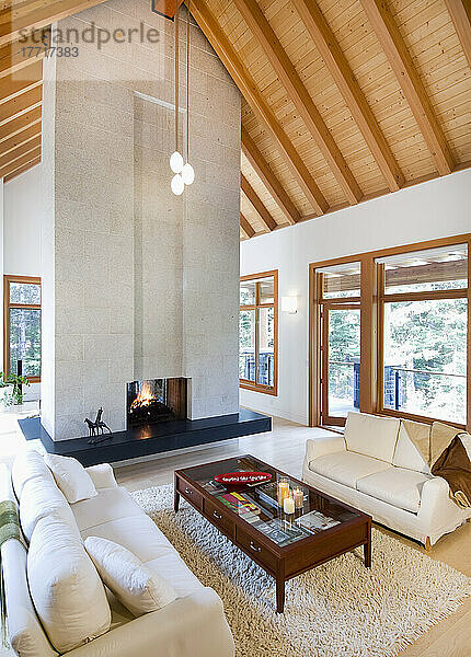 Ein Wohnzimmer im zeitgenössischen Stil; Whistler  British Columbia  Kanada