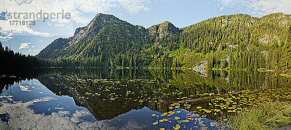 Elsay Lake im Morgenlicht des Mount Seymour Provincial Park; Nord-Vancouver  British Columbia  Kanada