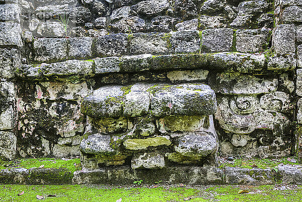 Steinmaske  Struktur 1  Zentrale Gruppe  Archäologische Zone Balamku  Maya-Ruinen  Staat Campeche  Mexiko; Balamku  Staat Campeche  Mexiko