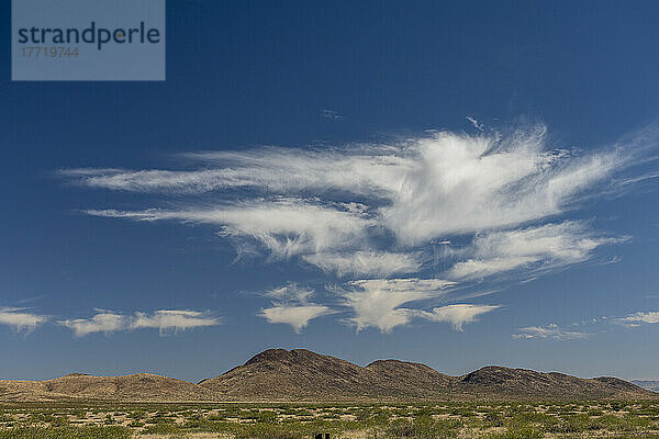 Wolken mit Niederschlagsspuren oder Regenstreifen unter den Wolken  auch bekannt als Virga. Die Feuchtigkeit schafft es nicht bis zum Boden in Arizona; Safford  Arizona  Vereinigte Staaten von Amerika